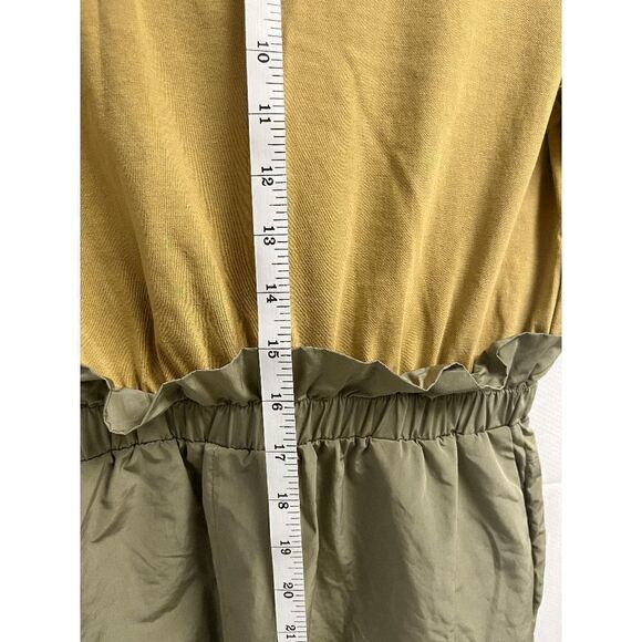 Womens Short puff Sleeve Cropped Pants Jumpsuit Olive Brown Size Small - Picture 7 of 11